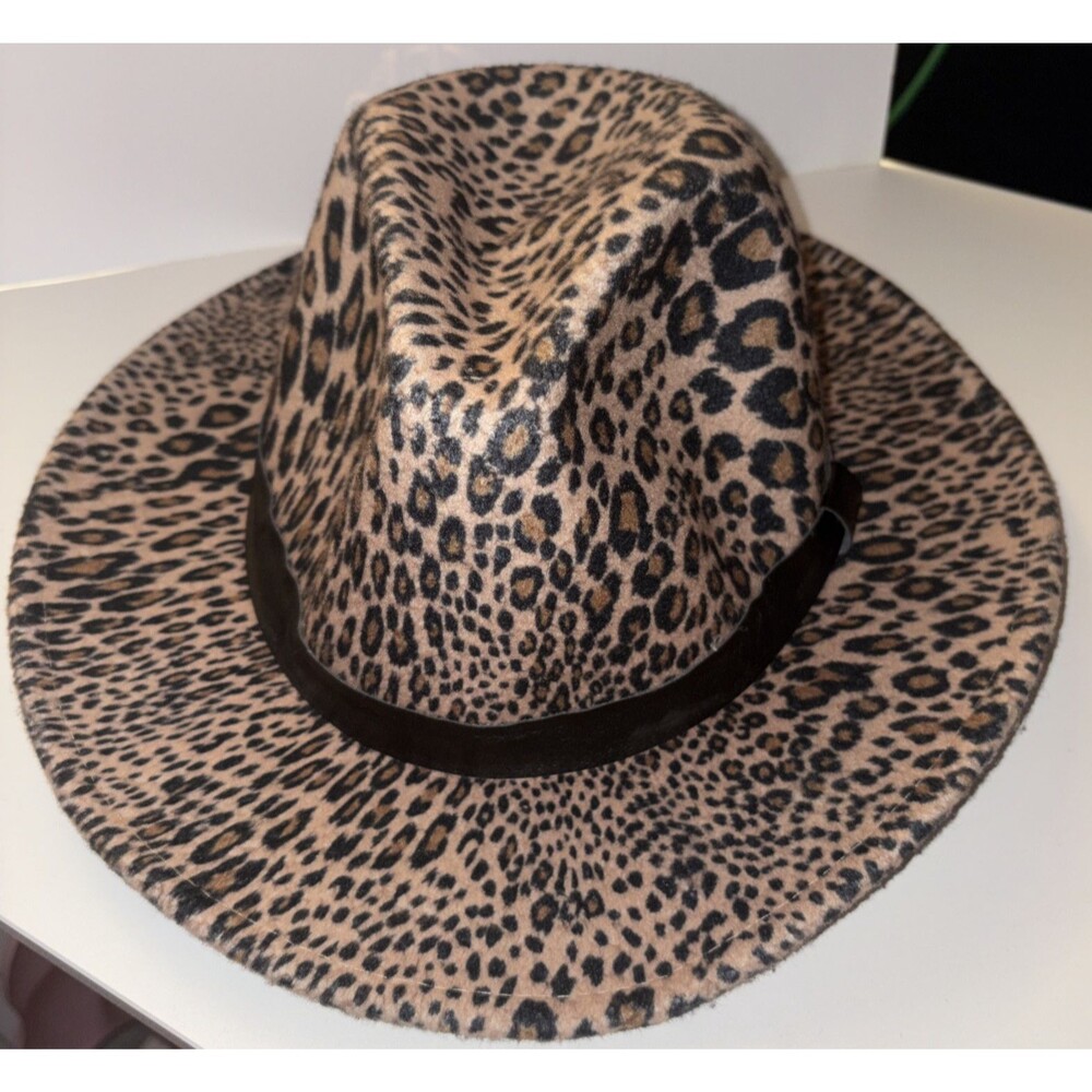 Leopard Print Fedora Cowboy Hat Western Cowgirl Black Band Boho RN 52469